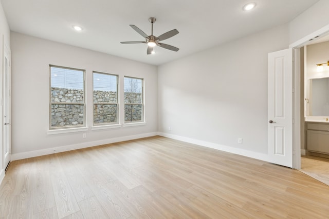 4505 N Summit View Dr, Mckinney, TX 75071 - unfurnished room featuring a ceiling fan, light wood-style floors, and recessed lighting