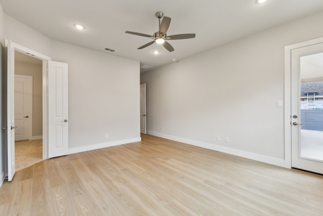 4505 N Summit View Dr, Mckinney, TX 75071 - unfurnished room featuring a ceiling fan, light wood finished floors, and recessed lighting