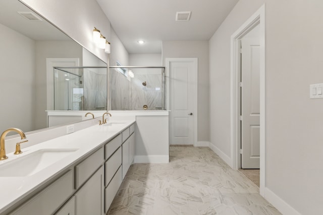4505 N Summit View Dr, Mckinney, TX 75071 - full bathroom featuring a marble finish shower and double vanity