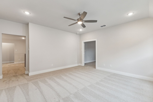 4505 N Summit View Dr, Mckinney, TX 75071 - empty room featuring light colored carpet, a ceiling fan, and recessed lighting