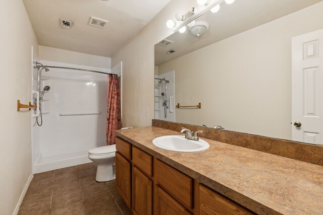 5602 Overridge Dr, Arlington, TX 76017 - bathroom featuring vanity, a shower with curtain, and tile patterned floors