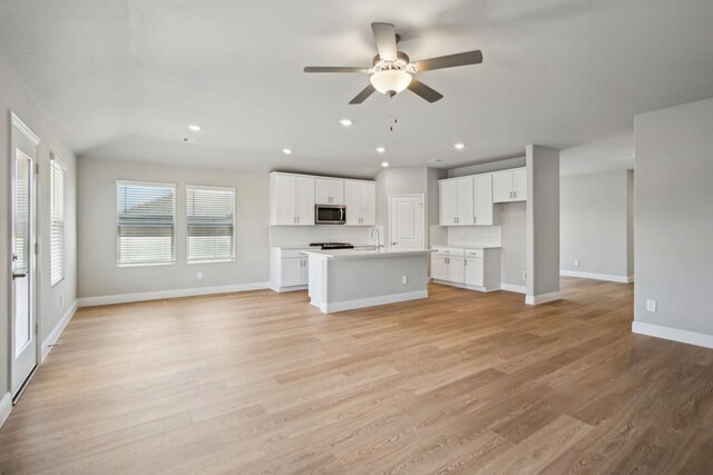 117 Whitlow Dr, Princeton, TX 75071 - unfurnished living room featuring ceiling fan, light wood-type flooring, and recessed lighting