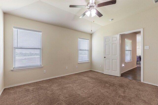 3008 Skinner Dr, Waco, TX 76655 - empty room with carpet flooring, lofted ceiling, ceiling fan, and a smoke detector