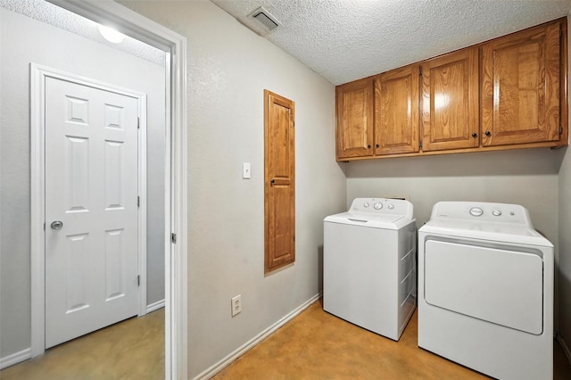 4603 Michelle Dr, Arlington, TX 76016 - washroom with independent washer and dryer, cabinet space, and a textured ceiling