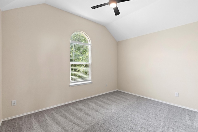 8516 Ontario Dr, Mckinney, TX 75072 - spare room with ceiling fan, vaulted ceiling, and carpet floors