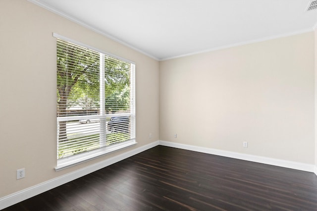 8516 Ontario Dr, Mckinney, TX 75072 - spare room with ornamental molding and dark wood-style floors