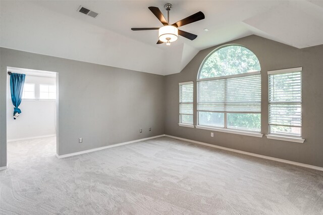 2400 Silverstone Ln, Mckinney, TX 75072 - spare room with ceiling fan, carpet, and vaulted ceiling