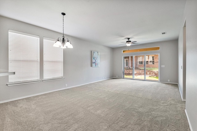 626 Oakland Hills Ln, Frisco, TX 75036 - spare room with a ceiling fan, carpet floors, and a chandelier