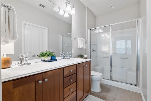 626 Oakland Hills Ln, Frisco, TX 75036 - full bathroom featuring double vanity, tile patterned floors, and a stall shower