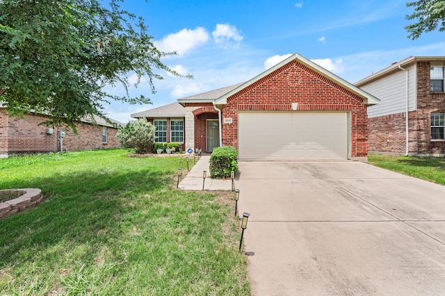 4505 Martingale View Ln, Fort Worth, TX 76244 - view of front facade with a garage, brick siding, driveway, and a front yard