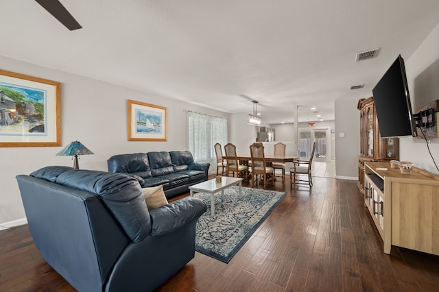 4505 Martingale View Ln, Fort Worth, TX 76244 - living room featuring baseboards and dark wood-style floors