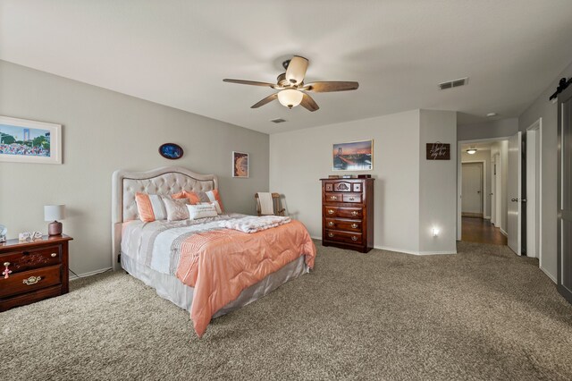 4505 Martingale View Ln, Fort Worth, TX 76244 - carpeted bedroom with ceiling fan and a barn door