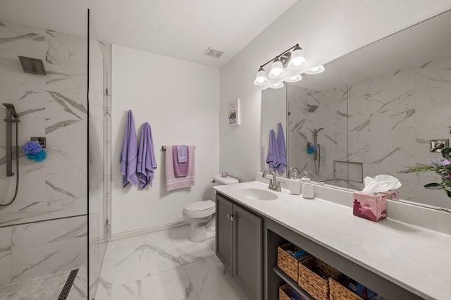 4505 Martingale View Ln, Fort Worth, TX 76244 - full bathroom featuring marble look tile flooring, vanity, and a marble finish shower