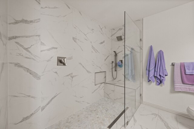 4505 Martingale View Ln, Fort Worth, TX 76244 - full bath with marble look tile flooring and a marble finish shower