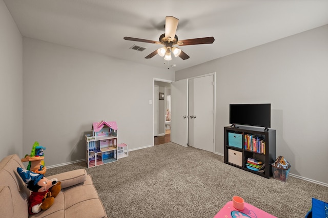 4505 Martingale View Ln, Fort Worth, TX 76244 - recreation room featuring carpet floors and ceiling fan