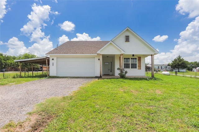 392 Calle Cedro Dr, Sherman, TX 75090 - view of front of property with a front yard, a garage, driveway, and a carport