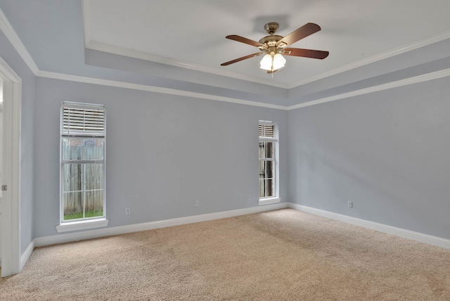 245 Harders Crossing Blvd, Shreveport, LA 71106 - carpeted empty room with a tray ceiling, a ceiling fan, and ornamental molding