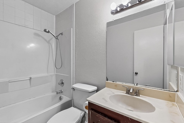 2411 Brookdale Dr, Arlington, TX 76014 - full bathroom with vanity, bathing tub / shower combination, and a textured wall