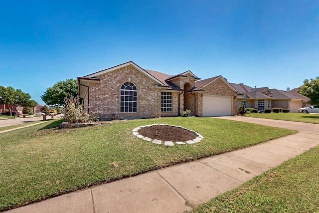 201 Settlers Glen Trl, Arlington, TX 76002 - ranch-style home featuring brick siding, a front yard, a garage, and concrete driveway