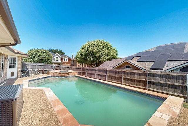 201 Settlers Glen Trl, Arlington, TX 76002 - view of swimming pool with a fenced backyard, a patio area, and a pool with connected hot tub
