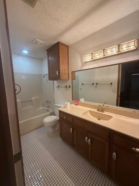 8761 S County Rd, Frisco, TX 75034 - bathroom with vanity, a textured ceiling, tile patterned floors, and shower / bath combination