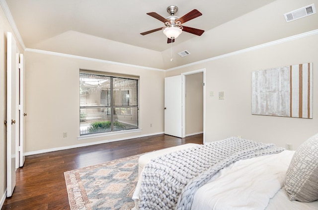 6515 Genstar Ln, Dallas, TX 75252 - bedroom featuring wood finished floors, a raised ceiling, crown molding, and ceiling fan