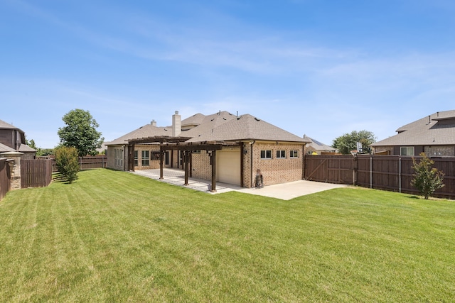 4225 Rustic Timbers Dr, Fort Worth, TX 76244 - rear view of property with a pergola, a patio, a fenced backyard, and brick siding