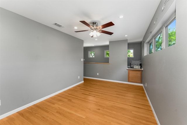 2704 Sunset Ave, Dallas, TX 75211 - empty room with recessed lighting, ceiling fan, and light wood-style flooring