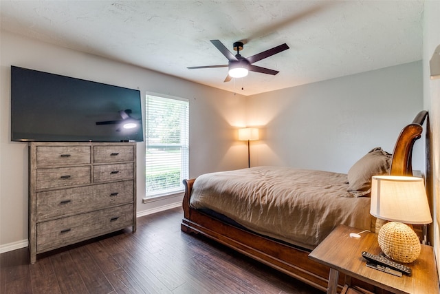 12030 Loch Ness Dr, Dallas, TX 75218 - bedroom with dark wood-style floors and a ceiling fan
