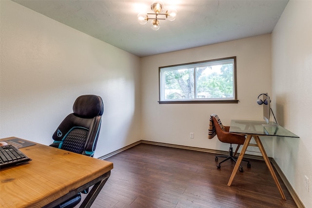 12030 Loch Ness Dr, Dallas, TX 75218 - office with wood finished floors and a chandelier