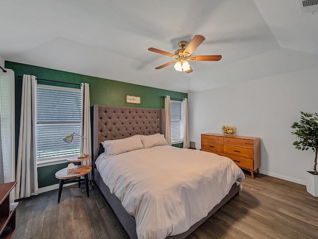 3717 Fairhaven Dr, Fort Worth, TX 76123 - bedroom featuring wood finished floors, ceiling fan, and vaulted ceiling