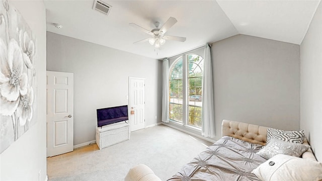 3009 Wood Trl, Flower Mound, TX 75022 - sitting room featuring carpet, vaulted ceiling, and a ceiling fan