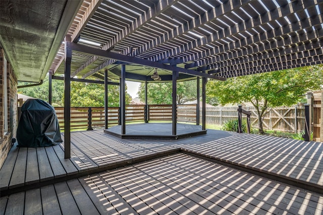 913 Lake Meadows Dr, Rockwall, TX 75087 - deck with a pergola, a fenced backyard, and a grill