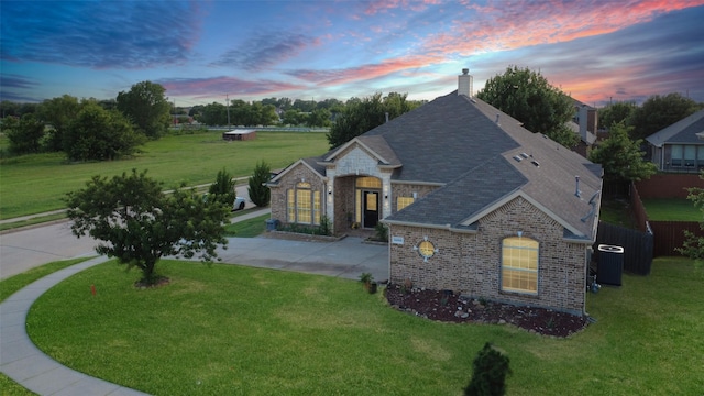 14001 Zippo Way, Fort Worth, TX 76052 - view of front of home featuring brick siding, a chimney, a shingled roof, and stone siding