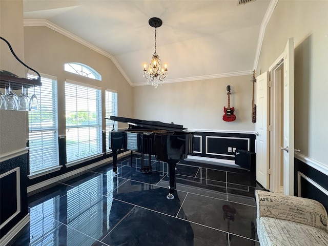 14001 Zippo Way, Fort Worth, TX 76052 - living area featuring lofted ceiling, crown molding, and a chandelier