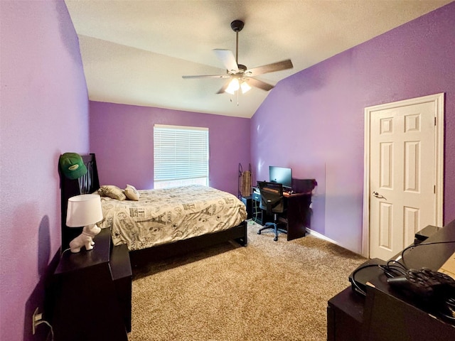 14001 Zippo Way, Fort Worth, TX 76052 - carpeted bedroom with vaulted ceiling and a ceiling fan