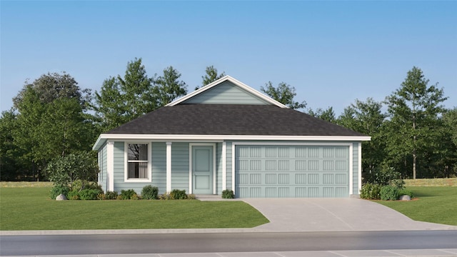 7754 Reese St, Crandall, TX 75114 - ranch-style home with a shingled roof, a front lawn, driveway, and an attached garage