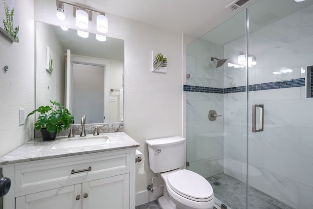 3609 Whitehaven Dr, Plano, TX 75093 - full bath featuring vanity, a shower stall, and a textured wall