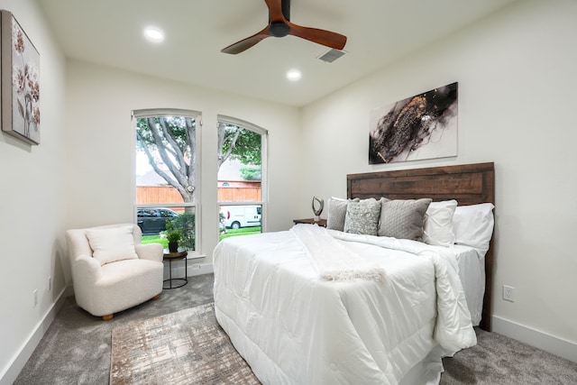 3609 Whitehaven Dr, Plano, TX 75093 - carpeted bedroom featuring recessed lighting and a ceiling fan