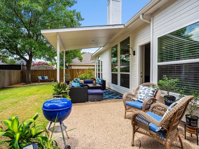 5117 Forest Lawn Dr, Mckinney, TX 75071 - fenced backyard with an outdoor living space and a patio