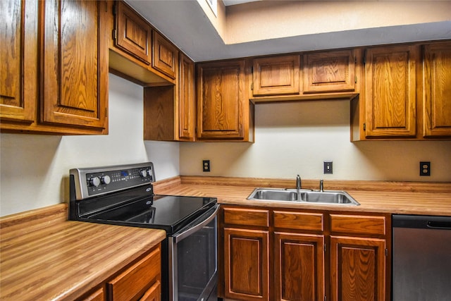 1704 Baird Farm Cir Unit 4207, Arlington, TX 76006 - kitchen with electric stove, dishwasher, and wood counters