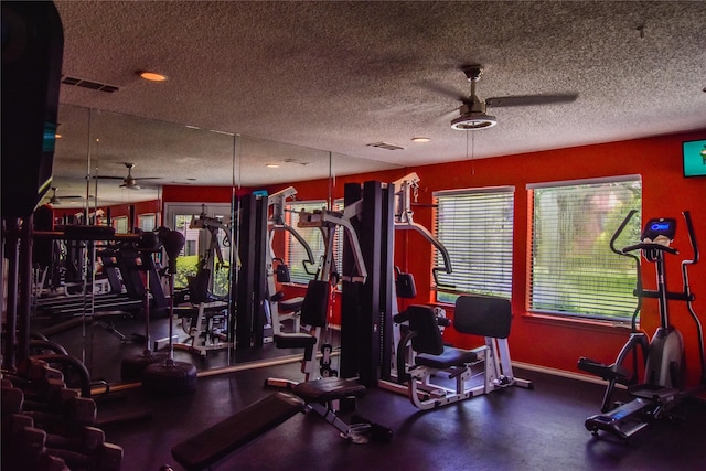 1704 Baird Farm Cir Unit 4207, Arlington, TX 76006 - gym with a ceiling fan, a textured ceiling, and recessed lighting