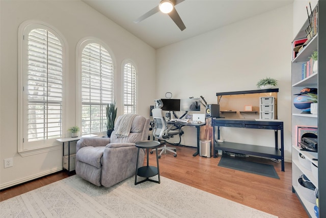1021 Springtown St, Forney, TX 75126 - office with ceiling fan and wood finished floors