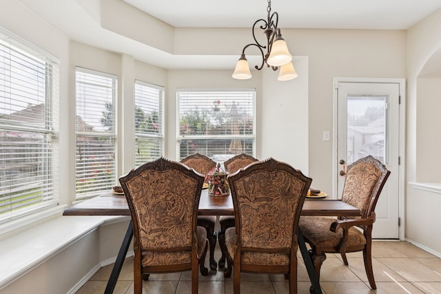 8501 Viridian Ln, Fort Worth, TX 76123 - dining area featuring light tile patterned floors and a chandelier