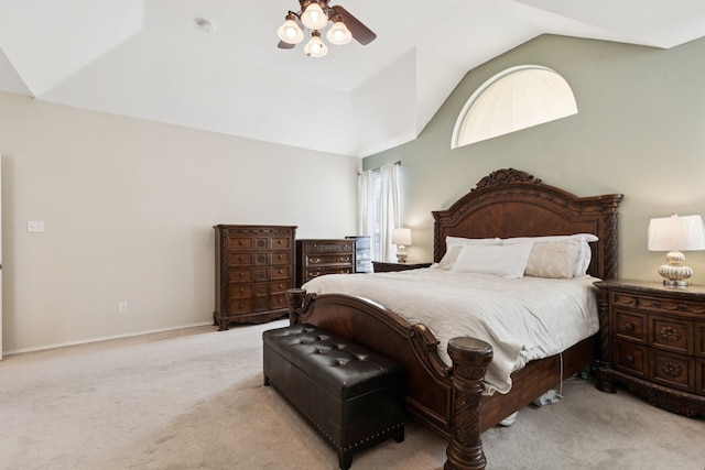 8501 Viridian Ln, Fort Worth, TX 76123 - bedroom with lofted ceiling, light carpet, and a ceiling fan