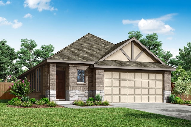 318 Boston, Princeton, TX 75407 - tudor home with roof with shingles, an attached garage, stone siding, driveway, and brick siding