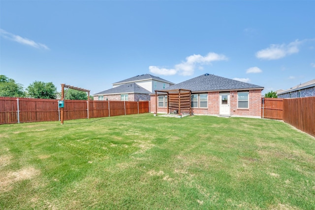 1221 Rivers Creek Ln, Little Elm, TX 75068 - rear view of house featuring a pergola, a fenced backyard, and brick siding