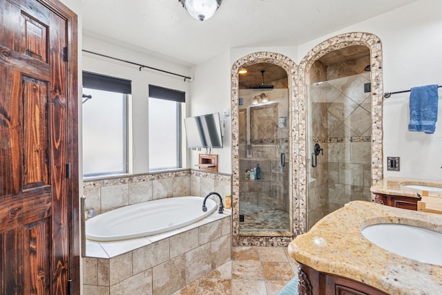 3905 Chestnut St, Fort Worth, TX 76137 - full bath featuring a stall shower, a bath, and vanity