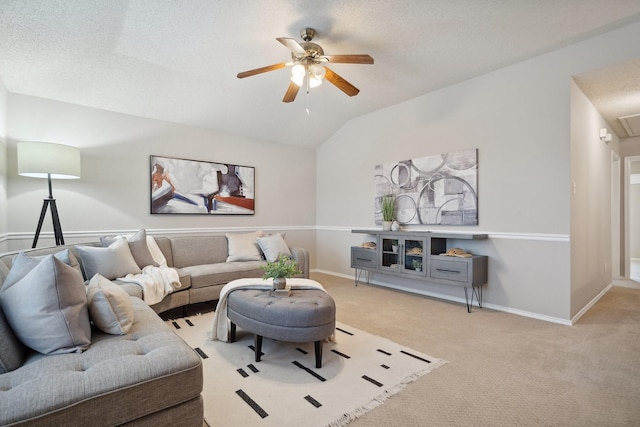 9129 Apollo Ct, Frisco, TX 75033 - carpeted living area with a ceiling fan and vaulted ceiling