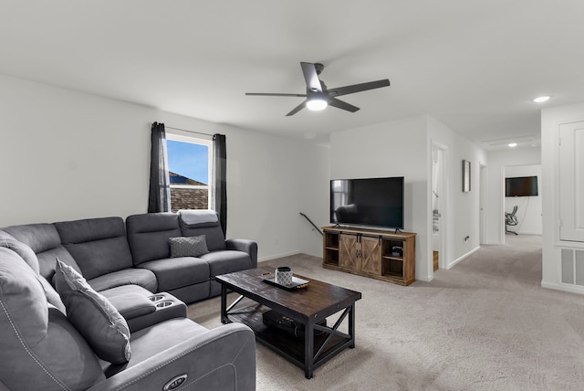 418 Madison Way, Princeton, TX 75407 - living area with a ceiling fan, light colored carpet, and recessed lighting